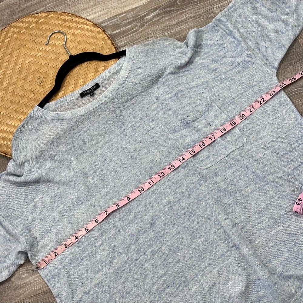 Lafayette 148 New York Blue Marled 100% linen boxy tee w/ pocket womens XL - Picture 4 of 6